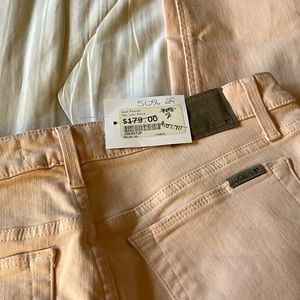 Joe's Flawless - Icon Ankle Skinny Raw Hem Mid Rise Jeans Size 30 in melon.